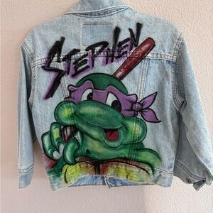 Vintage Levi's Orange Tab Kids Denim Jacket with Ninja Turtle Design